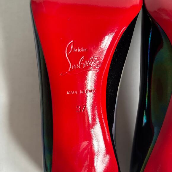 Christian Louboutin Sporty Kate 85 Patent Leather Black High Heel Pumps Size 37 - Picture 11 of 14